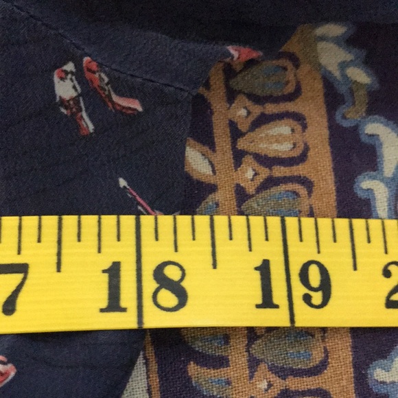 Madewell Silk Dress Size 6 Navy with Abstract Red birds Elastic waist Lined - Picture 9 of 14